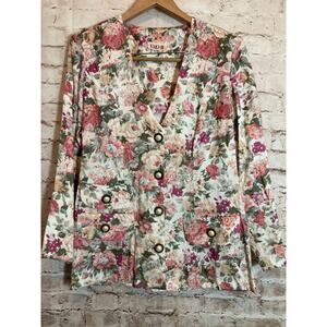Vintage D.R. II Jacket Womens 16W Blazer Spring Florals Garden Party Roamntic